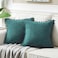 Fancy Homi 2 Packs Teal Decorative Throw Pillow Covers 16x16 Inch with Pompoms for Living Room Couch Bedroom Soft Corduroy Solid Square Cushion Case 40x40 cm Rustic Farmhouse Home Decor
