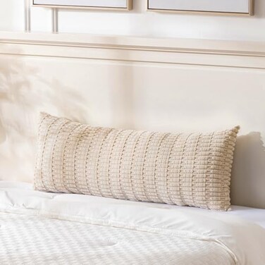 Fancy Homi Decorative Throw Pillow Covers for Bed Couch Bedroom Bench Soft Corduroy Solid Pillow Case Rustic Farmhouse Boho Room Decor36 x 14 Pack of 1Tan