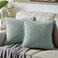 Fancy Homi Pack of 2 Farmhouse Boho Decorative Throw Pillow Covers with Pompoms Soft Corduroy Solid Square Cushion Cases Set for Couch Sofa Bedroom Car Living Room 20x20 Inch50x50 cm Grey Blue