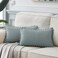 Fancy Homi Pack of 2 Farmhouse Lumbar Decorative Throw Pillow Covers with Pompoms Soft Corduroy Solid Rectangle Cushion Cases Set for Couch Sofa Bedroom Living Room 14x24 Inch35x60 cm Grey Blue