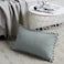 Fancy Homi Pack of 2 Farmhouse Lumbar Decorative Throw Pillow Covers with Pompoms Soft Corduroy Solid Rectangle Cushion Cases Set for Couch Sofa Bedroom Living Room 14x24 Inch35x60 cm Grey Blue