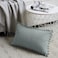 Fancy Homi Pack of 2 Farmhouse Lumbar Decorative Throw Pillow Covers with Pompoms Soft Corduroy Solid Rectangle Cushion Cases Set for Couch Sofa Bedroom Living Room 14x24 Inch35x60 cm Grey Blue