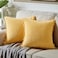 Fancy Homi Pack of 2 Yellow Decorative Throw Pillow Covers 20x20 with Pompoms Soft Corduroy Accent Solid Square Cushion Cases Set for Couch Sofa Bedroom Car Living Room 20x20 Inch50x50 cm Yellow