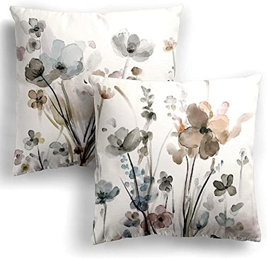 Qesonoo Flower Throw Pillow Covers 20x20 Set of 2 Cozy Flowers Pillow Cushion Cases Modern Decorative Square Pillowcases for Sofa Couch Bedroom Living Room Car Seat