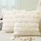 GEEORY Fall Pillow Covers 18 x 18 Inch Set of 2 Fall Decorations Pumpkins Soft Plush Fluffy Faux Fur Wool Decorative Autumn Thanksgiving Farmhouse Cushion Case for Sofa Beige GC00218