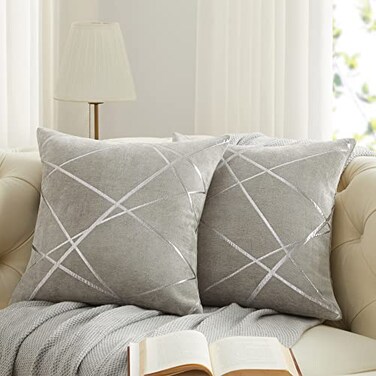 GIGIZAZA Decorative Couch Pillow Covers 24 x24Sofa Thick Cushion Pillow CoversSquare Grey Luxury Pillows 2 Set
