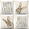 GTEXT Set of 4 Easter Decor Happy Easter Pillow Covers 18 x 18 Inches Spring Decor Easter Bunny Pillow Chusion Covers