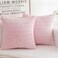 HERAYLI Corduroy Decorative Throw Pillow Covers Boho Stripe Soft Square Cushion Case Home Decor for Living Room Couch Bed Sofa Set of 2 Pack Pink 18x18 Inch