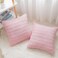 HERAYLI Corduroy Decorative Throw Pillow Covers Boho Stripe Soft Square Cushion Case Home Decor for Living Room Couch Bed Sofa Set of 2 Pack Pink 18x18 Inch