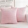 HERAYLI Corduroy Decorative Throw Pillow Covers Boho Stripe Soft Square Cushion Case Home Decor for Living Room Couch Bed Sofa Set of 2 Pack Pink 18x18 Inch
