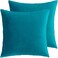 HERAYLI Velvet Decorative Throw Pillow Covers Soft Square Cushion Case Home Decor for Living Room Couch Bed Sofa Set of 2 Pack Teal 18x18 Inch