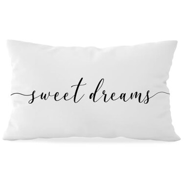 HONLUNG White Decorative Pillow Covers Decorative Pillows for Bed Sweet Dreams Pillow Covers 12x20 Decor for Couch Bed Bedroom Dorm
