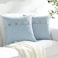 Meekio Set of 2 Baby Blue Pillow Covers 22 x 22 Linen Pillow Covers with Coconut Buttons Farmhouse Dcor Housewarming Gifts