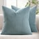 MIULEE Decorative Corduroy Pillow Covers Soft Solid Pack of 2 Cushion Cases Boho Square Throw Pillow Covers Smoky Blue Coastal Pillowcases for Couch Chair Sofa Bed Living Room Home Decor 18 x 18 Inch