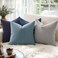 MIULEE Decorative Corduroy Pillow Covers Soft Solid Pack of 2 Cushion Cases Boho Square Throw Pillow Covers Smoky Blue Coastal Pillowcases for Couch Chair Sofa Bed Living Room Home Decor 18 x 18 Inch