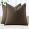MIULEE Decorative Linen Euro Sham Pillow Covers 24x24 Dark Coffee Chocolate Boho Farmhouse Neutral Winter Couch Throw Pillows for Bed Pack of 2 Accent Modern Pillowcase Sofa Livingroom Home Decor