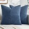 MIULEE Dusty Blue Decorative Throw Pillow Covers 20x20 Inch for Couch Bed Sofa Pack of 2 Coastal Boho Farmhouse Throw Pillows Soft Cross Corduroy Patchwork Textured Cushion Cases