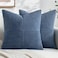 MIULEE Dusty Blue Decorative Throw Pillow Covers 20x20 Inch for Couch Bed Sofa Pack of 2 Coastal Boho Farmhouse Throw Pillows Soft Cross Corduroy Patchwork Textured Cushion Cases