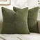 MIULEE Olive Green Decorative Throw Pillow Covers 18x18 Inch for Couch Bed Sofa Pack of 2 Boho Farmhouse Throw Pillows Soft Cross Corduroy Patchwork Textured Cushion Cases