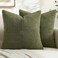 MIULEE Olive Green Decorative Throw Pillow Covers 18x18 Inch for Couch Bed Sofa Pack of 2 Boho Farmhouse Throw Pillows Soft Cross Corduroy Patchwork Textured Cushion Cases