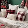 MIULEE Pack of 2 Christmas Farmhouse Checkers Buffalo Plaids Polyester Linen Soft Soild Square Porch Throw Pillow Covers Home Decor Cushion Case for Sofa Bedroom Outdoor 20 x 20 Inch Red and White