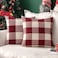 MIULEE Pack of 2 Christmas Farmhouse Checkers Buffalo Plaids Polyester Linen Soft Soild Square Porch Throw Pillow Covers Home Decor Cushion Case for Sofa Bedroom Outdoor 20 x 20 Inch Red and White