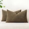 MIULEE Pack of 2 Coffee Throw Pillow Covers 12x20 Inch Soft Chenille Lumbar Pillow Covers for Sofa Living Room Couch Solid Dyed Cases