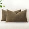 MIULEE Pack of 2 Coffee Throw Pillow Covers 12x20 Inch Soft Chenille Lumbar Pillow Covers for Sofa Living Room Couch Solid Dyed Cases