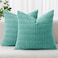 MIULEE Pack of 2 Corduroy Decorative Throw Pillow Covers 18x18 Inch Soft Boho Striped Pillow Covers Modern Farmhouse Home Decor for Summer Sofa Living Room Couch Bed Aqua Green