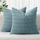 MIULEE Pack of 2 Corduroy Decorative Throw Pillow Covers 20x20 Inch Soft Boho Striped Pillow Covers Modern Farmhouse Home Decor for Summer Coastal Sofa Living Room Couch Bed Coastal Blue