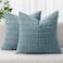 MIULEE Pack of 2 Corduroy Decorative Throw Pillow Covers 20x20 Inch Soft Boho Striped Pillow Covers Modern Farmhouse Home Decor for Summer Coastal Sofa Living Room Couch Bed Coastal Blue