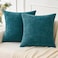 MIULEE Pack of 2 Dark Teal Throw Pillow Covers 18x18 Inch Soft Chenille Pillow Covers for Sofa Living Room Couch Solid Dyed Cases
