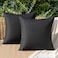MIULEE Pack of 2 Decorative Outdoor Solid Waterproof Throw Pillow Covers Faux Linen Garden Farmhouse Cushion Cases for Halloween Tent Balcony Couch Sofa 18x18 Inch Black