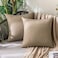 MIULEE Pack of 2 Decorative Outdoor Solid Waterproof Throw Pillow Covers Faux Linen Garden Farmhouse Cushion Cases for Patio Tent Balcony Couch Sofa 16x16 Inch Khaki
