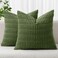 MIULEE Pack of 2 Spring Corduroy Decorative Throw Pillow Covers 20x20 Inch Soft Boho Striped Pillow Covers Modern Farmhouse Home Decor for Summer Sofa Living Room Couch Bed Moss Green