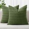 MIULEE Pack of 2 Spring Corduroy Decorative Throw Pillow Covers 20x20 Inch Soft Boho Striped Pillow Covers Modern Farmhouse Home Decor for Summer Sofa Living Room Couch Bed Moss Green