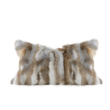MOOX Rabbit Fur Throw Pillow Covers Decorative Fluffy Soft Fuzzy Plush Luxury Genuine Animal Skin Lumbar Pillow 12x20 Cushion CoverYellowWhite 12x20inch