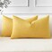OTOSTAR Pack of 2 Throw Pillow Covers 12x20 Inch Linen Yellow Pillowcases Farmhouse Decorative Solid Pillow Covers 30x50 cm Lumbar Cushion Case for Home Decor Sofa Couch Bed Yellow