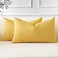 OTOSTAR Pack of 2 Throw Pillow Covers 16x24 Inch Linen Yellow Pillowcases Farmhouse Decorative Solid Pillow Covers 40x60 cm Lumbar Cushion Case for Home Decor Sofa Couch Bed Yellow