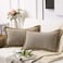 Phantoscope Pack of 2 Farmhouse Decorative Throw Decorative Pillow Cover Burlap Linen Trimmed Tailored Edges Beige Plain 12 x 20 inches 30 x 50 cm