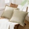 Phantoscope Pack of 2 Farmhouse Modern Fall Decorative Solid Throw Pillow Cover Burlap Linen Trimmed Tailored Edges Outdoor Pillows Oatmeal 18 x 18 inches 45 x 45 cm