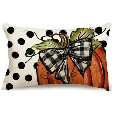 RABUSOFA Fall Pillow Covers 12x20 InchPolka Dot Pumpkin Pillows Decorative Throw PillowsThanksgiving Autumn Outdoor Lumbar Pillow Case Decoration for Home Orange3012