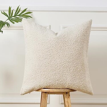 Sunkifover Textured Boucle Pillow Covers 18x18 Inches Decorative Pillowcase Cushion Cover for Sofa Couch Bed Bedroom Living Room Home Decro Cream