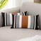 Vfuty 2 Pack 12x20 Lumbar Throw Pillow Covers Faux Leather Cotton Canvas with Black Stripes Rectangular Decorative Pillow Case for Living Room Sofa Couch Bedroom Modern Farmhouse Home Decor
