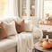 YCOLL Fall Pillow Covers 18x18 Modern Accent Throw Pillow Covers Set of 2 Burnt Orange Striped Patchwork Linen Decorative Pillows Cushion Covers for Couch Chair Bedroom Home Decor