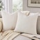 ZeeMart Linen Checked Throw Pillow Covers Set of 2 18x18 Inch IvoryCream Farmhouse Decorative Single Sided Grid Embroidered Couch Pillow Cases Off White Cotton Linen Cushion Covers