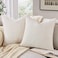 ZeeMart Linen Checked Throw Pillow Covers Set of 2 18x18 Inch IvoryCream Farmhouse Decorative Single Sided Grid Embroidered Couch Pillow Cases Off White Cotton Linen Cushion Covers