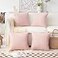 Home Brilliant Pillow Covers 18x18 Set of 4 Decorative Linen Cushion Covers Square Throw Pillows Covers for Couch Baby Pink 18 inch 4 Pcs