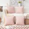 Home Brilliant Pillow Covers 18x18 Set of 4 Decorative Linen Cushion Covers Square Throw Pillows Covers for Couch Baby Pink 18 inch 4 Pcs