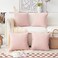 Home Brilliant Pillow Covers 18x18 Set of 4 Decorative Linen Cushion Covers Square Throw Pillows Covers for Couch Baby Pink 18 inch 4 Pcs